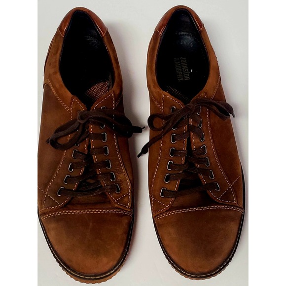 Johnston & Murphy Shoes 10M Wallace Cap Toe Brown Sheepskin Leather Oxford Lace - Picture 3 of 8